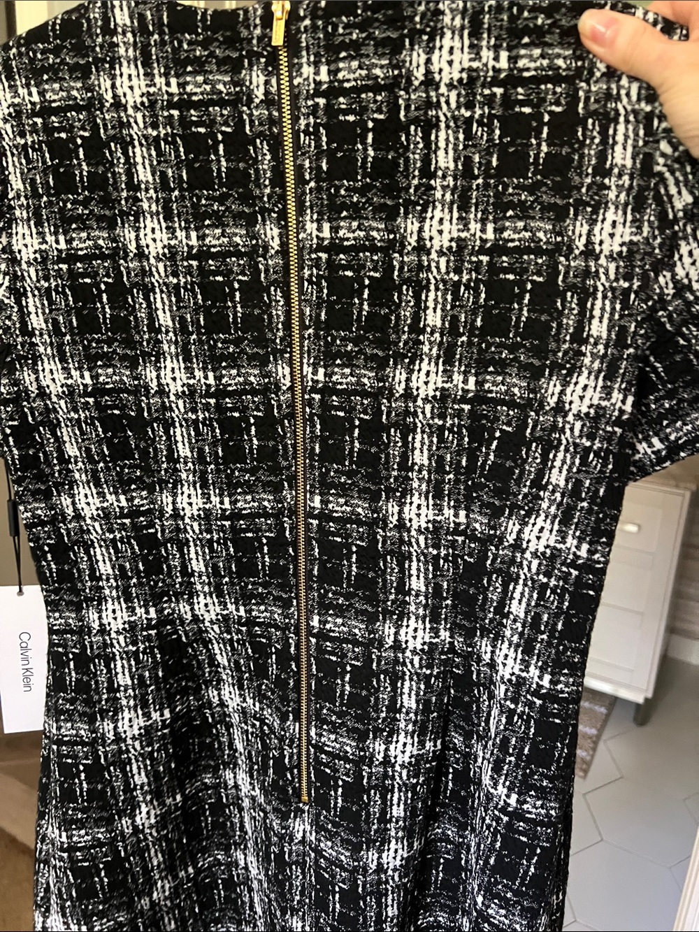 Calvin Klein Black and White Plaid Short-Sleeve Dress NWT - Picture 7 of 7